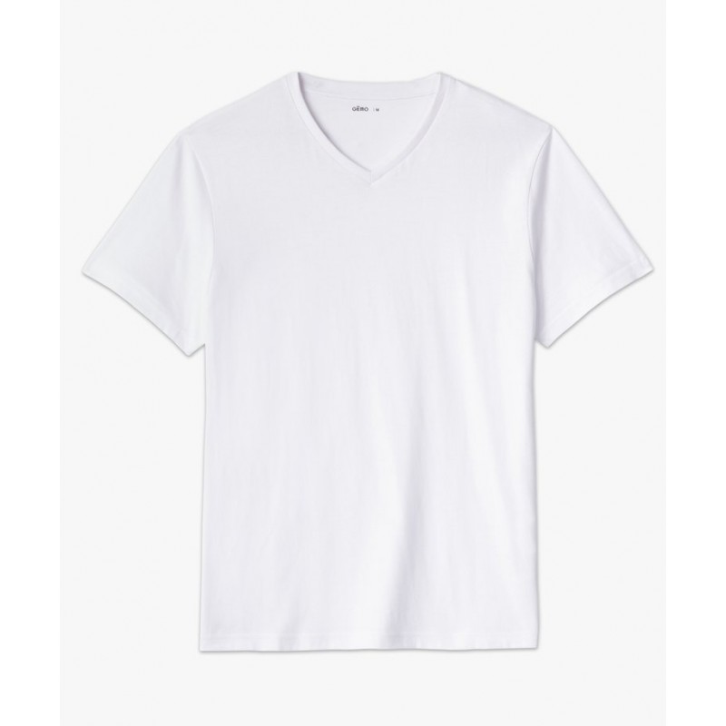 tee shirt blanc col v